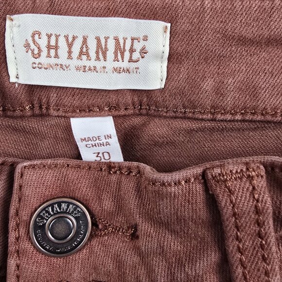 Shyanne Women’s High-Rise Flare Jeans Stretch Burgundy W30 L32 Cotton Blend - Picture 4 of 6